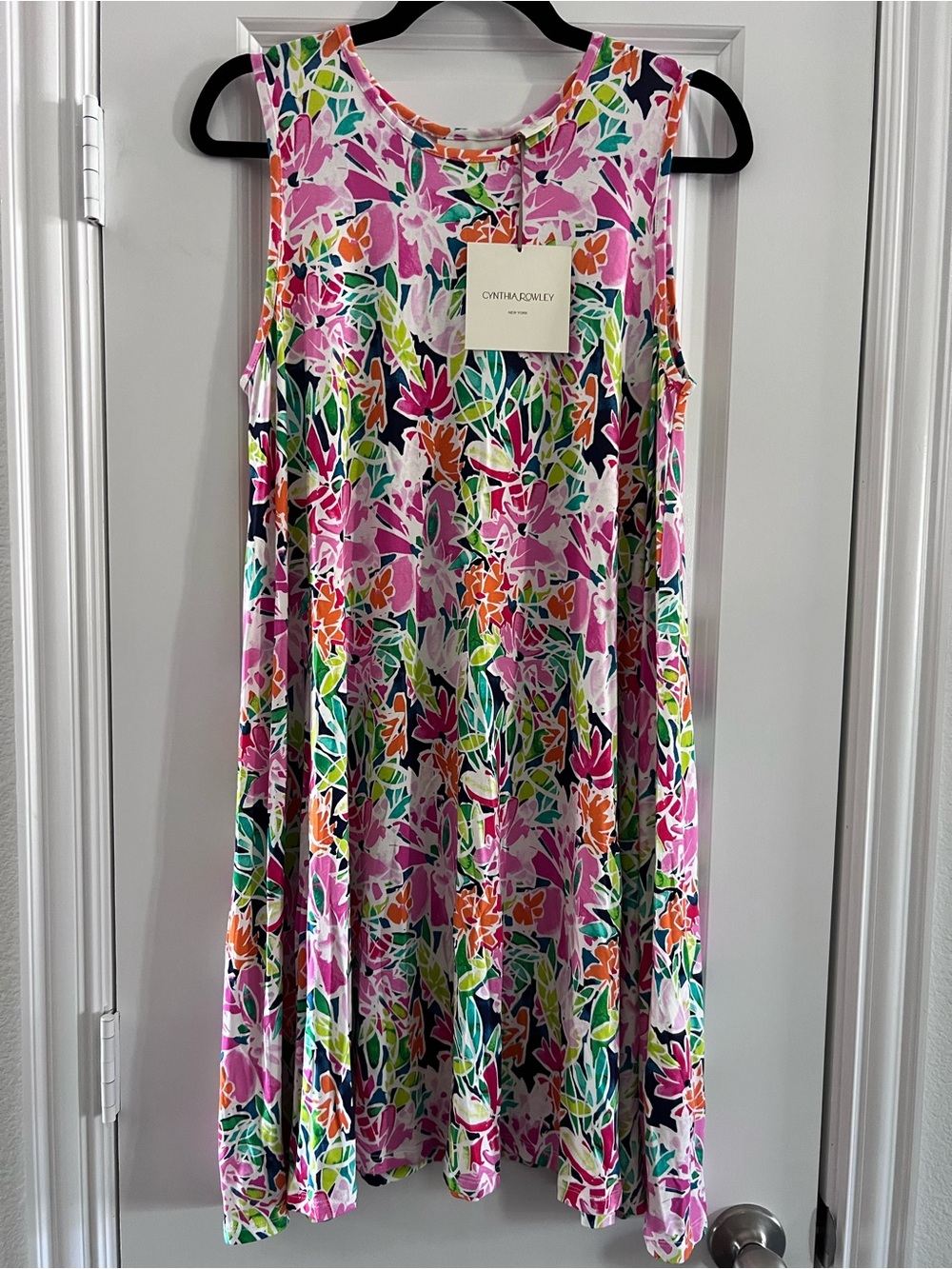 Cynthia Rowley Pink Multi Floral Scoop Neck Tank Dress